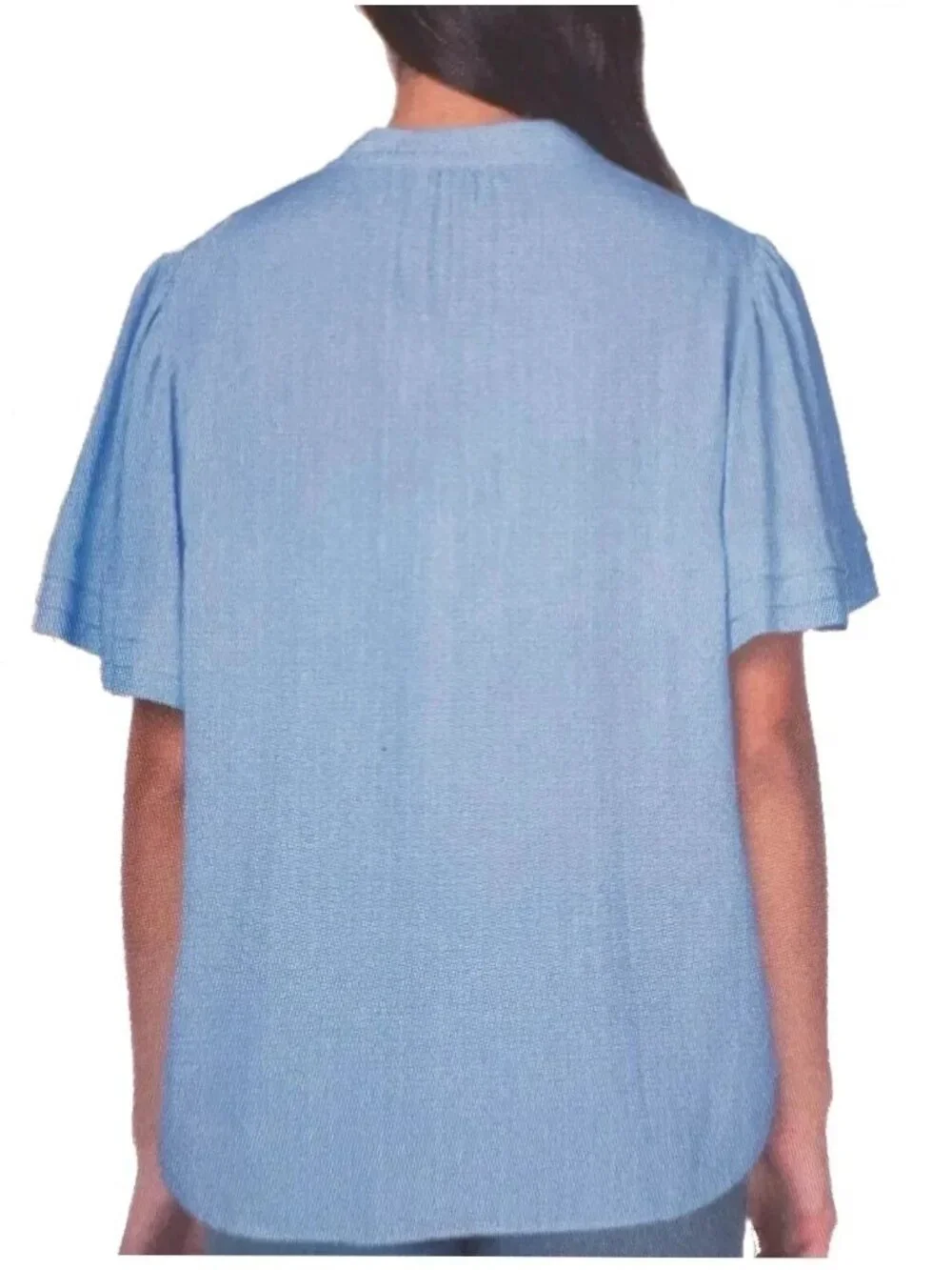 NWT Well Worn Women's XXL Blue Short-Sleeve Split-Neck Tunic Top Viscose G2131